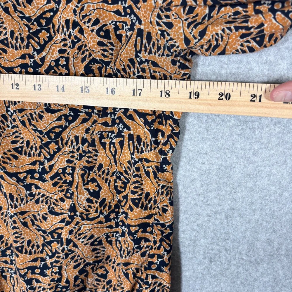 J Crew x Drakes London Blouse Size 6‎ Navy Orange Giraffe Print Popover Safari
